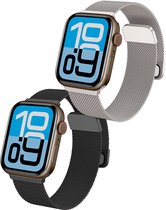 Milanese Horlogeband Geschikt voor Apple Watch 38/40/41 mm Bandje Milanees - Polsbandje Met Magneetsluiting Geschikt voor Apple Watch 38/40/41 mm Bandje Milanees - Zwart & Zilver