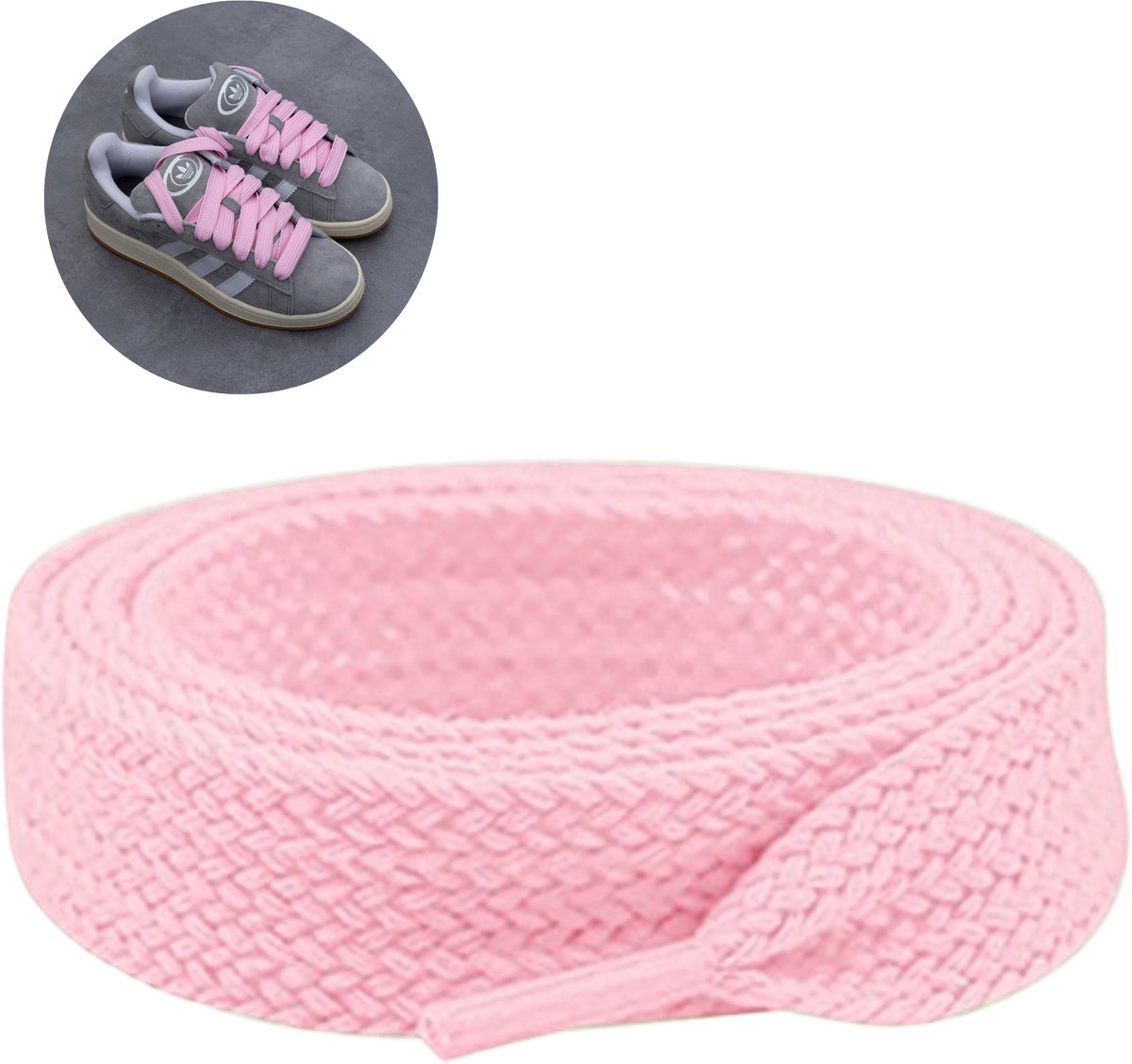 Sneakers Abel - Sneaker Veters 120CM - 2CM Wijd - Schoenveters - Roze - Pink - Brede Veter - Dikke Veter - Geschikt voor Adidas Campus 00s