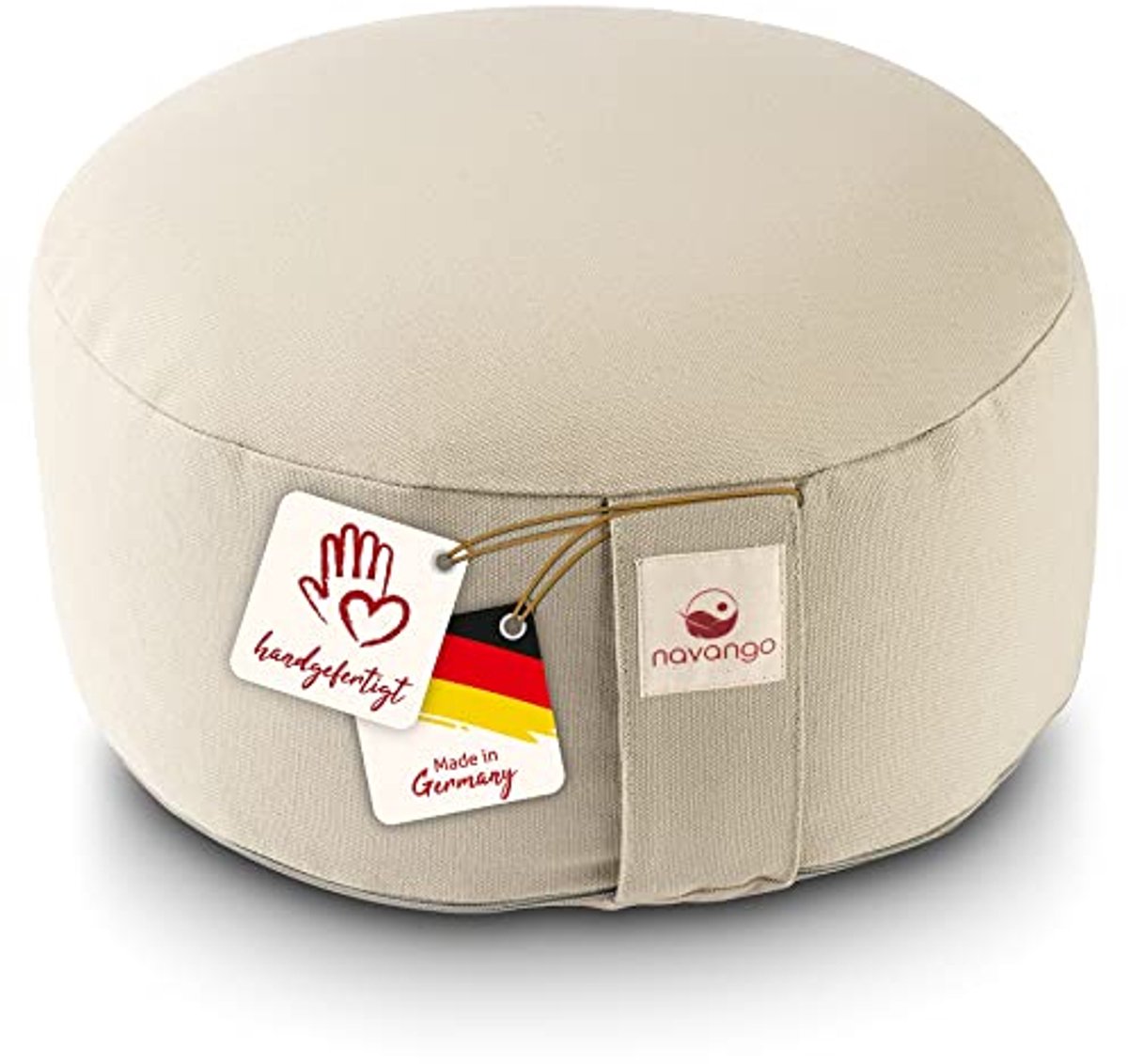 Rond Meditatiekussen - Handgemaakt in Duitsland - 15 cm Zithoogte - 100% Katoen - Wasbare Overtrek