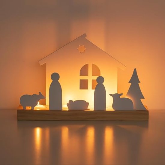 Juego de Belén religioso de poliresina, figuritas navideñas para decoración del