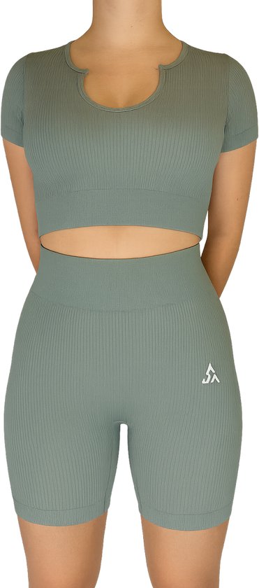 Ensemble de sport femme - leggings de sport - Yoga - Pilates - Décontracté - tenue de sport femme - L Vert