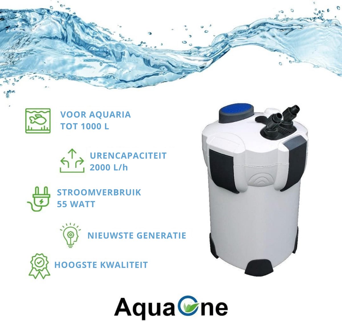 AquaOne HW-304A Buitenfilter 2000 l/u - tot 1000 liter thumbnail 4