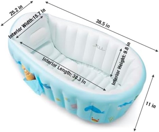 PromoHome Draagbare Opblaasbare Baby Badkuip met Ingebouwde Luchtpomp - Veilig en Comfortabel Babybad voor Pasgeborenen en Peuters - Kleurrijk Design van Merkloos — afbeelding 4
