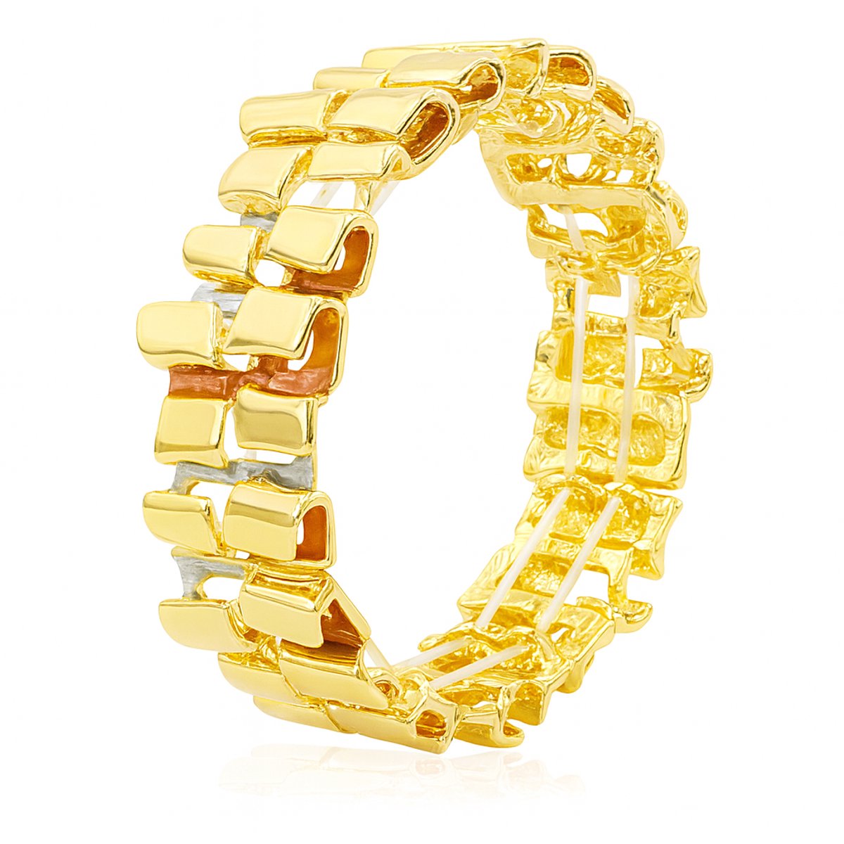 Elastische Damesarmband met Geometrische Vierkante Schakels – Milieuvriendelijke Legering