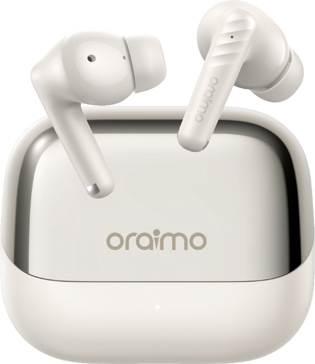 oraimo SpaceBuds Neo+ – Draadloze oordopjes met actieve ruisonderdrukking (ANC), 30 uur speeltijd, Sound360 en IPX4 – Wit