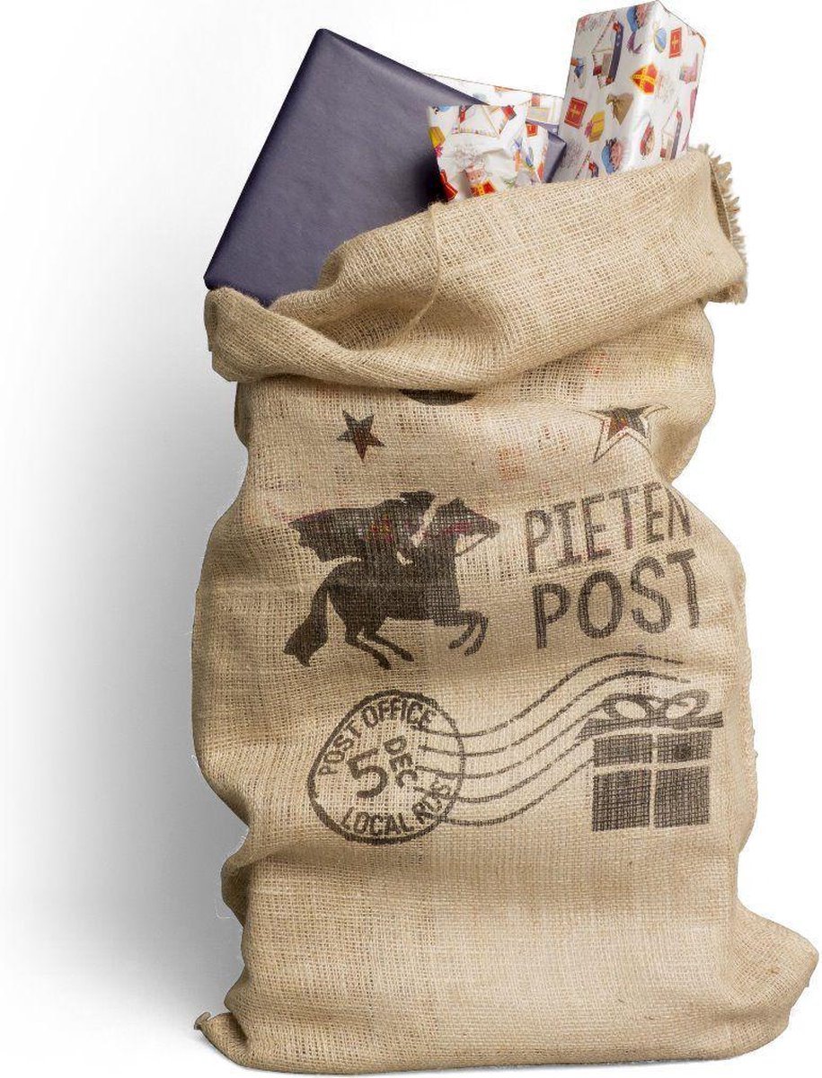 We-pack Sinterklaas zakken - Jute zakken met Pieten Post - 60 x 110 cm