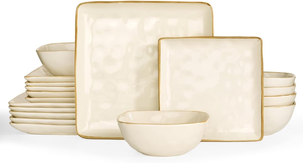 DailySupplies® Serviesset 6 Persoons - Serviessets - Bordenset - Chique Bordenset - Porselein - Beige