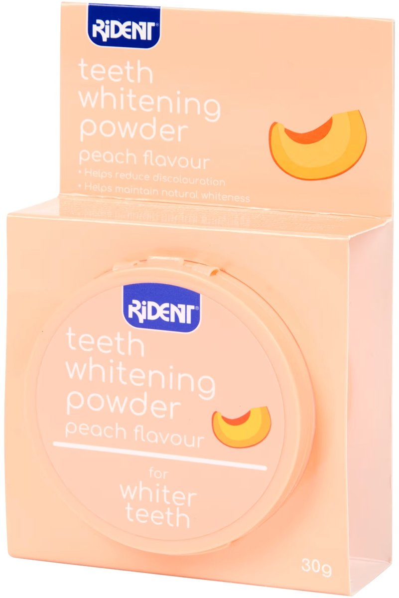 Rident | Tanden Bleek Poeder | Witte Tanden Kleur Corrector - Witte tanden poeder - Kleur Tanden Wit | Tanden Bleken | Tanden Witte - Tandpasta voor Witte Tanden | Teeth Whitening |Power Whitening |Veilig voor glazuur |100% Resultaat| Perzik smaak