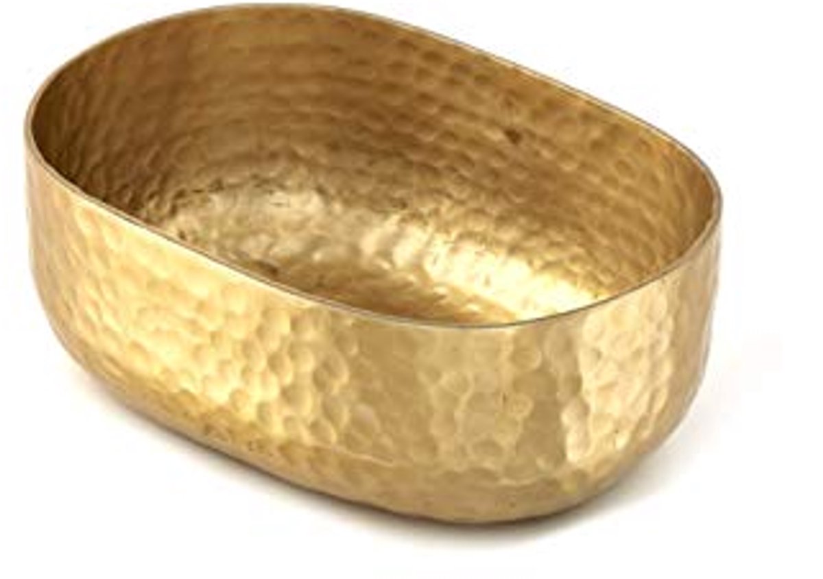 Hammered Aluminum Oval Entree Basket - 25-Ounces, Gold