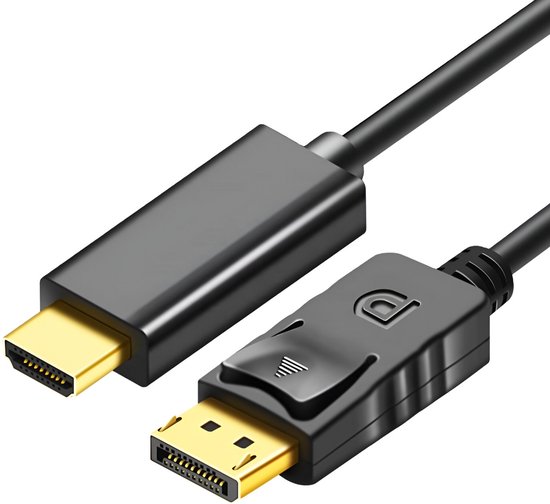 Qost - Câble DisplayPort vers HDMI - 1,8 mètres - 1080P 4K - Adaptateur - Zwart
