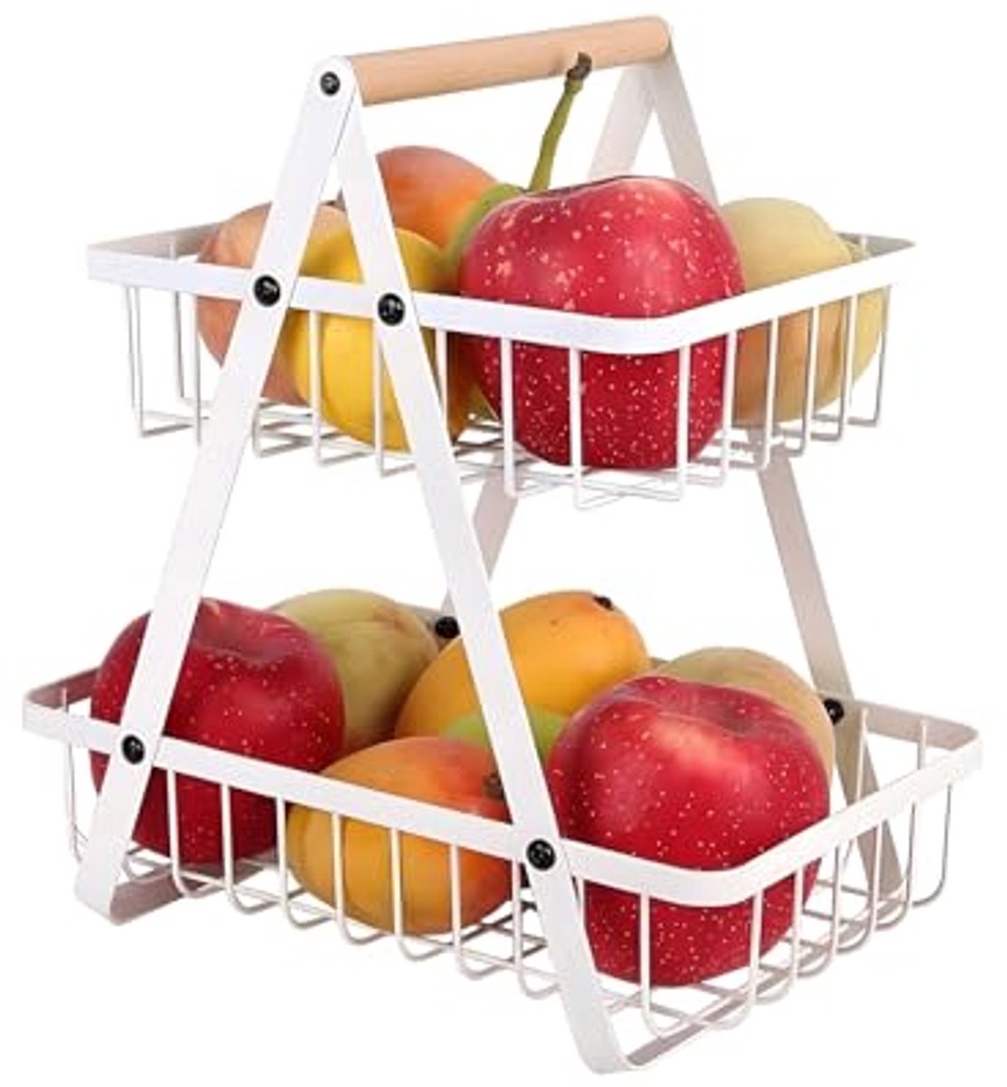 Moderne 2-laagse Fruitmand met Afneembare Schalen voor Groenten en Snacks