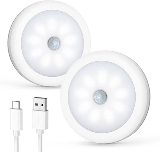 Nachtlampje met Bewegingsmelder en Oplaadbare LED Verlichting - Ideal voor Slaapkamer en Hal van Merkloos — afbeelding 2
