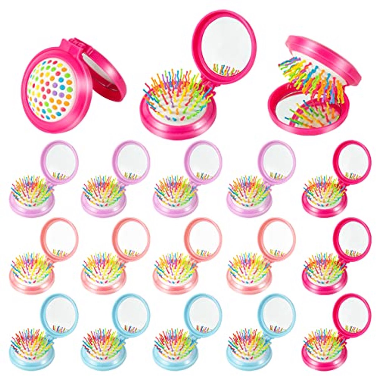 Image of 18 Stuks Opvouwbare Reisspiegel Haarborstels - Mini Draagbare Haarborstel voor Vrouwen en Meisjes