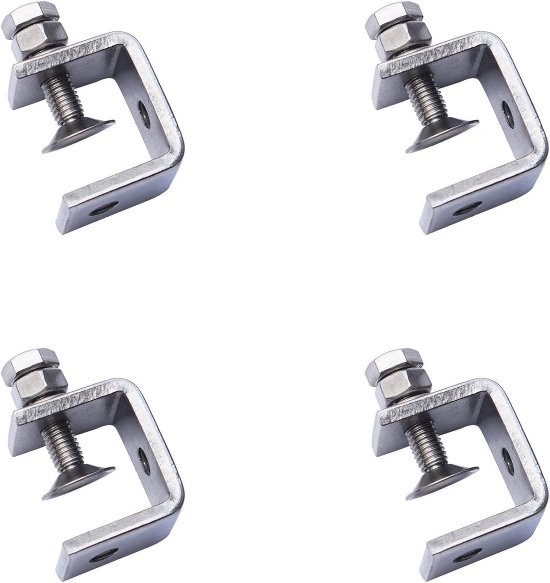 4 Pieces C-Clamp Set - Heavy Duty C Clamp - Stainless Steel Heavy Duty Clamp - Voor DIY - Houtbewerking en Bevestigingsmiddelen (Zilver)