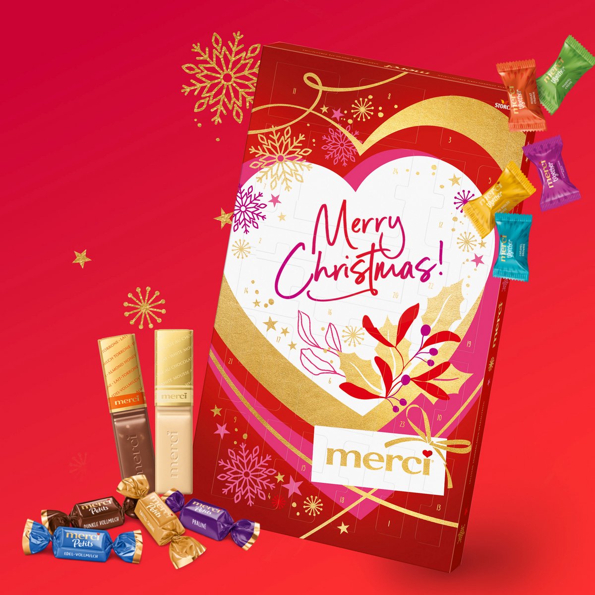 Merci Adventskalender – Chocolade - Verrassing: 2 designs - Adventkalender - Cadeau - 2025 - Kerst - Sint – foto 3