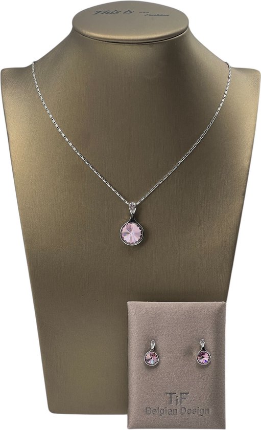 TIF - Bijoux - Parure pour femme - Collier - Boucles d’oreilles - Argent - 45 cm