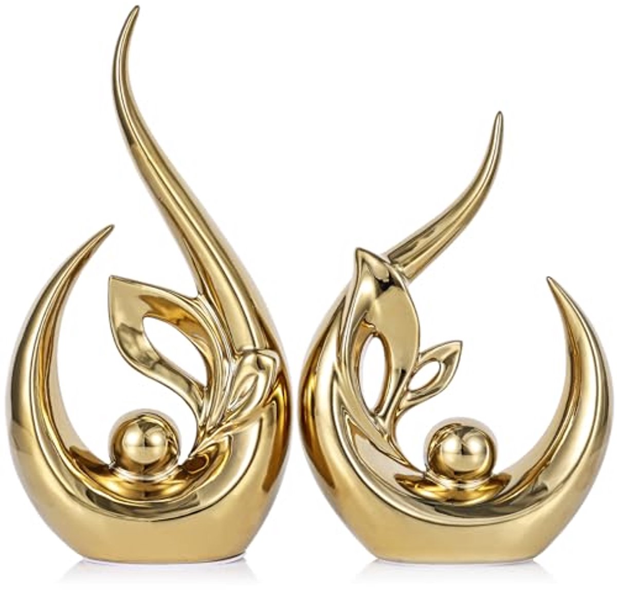Abstracte Gouden Sculpturen voor Luxe Woondecoratie - 9,4 inch Keramische Design Beelden