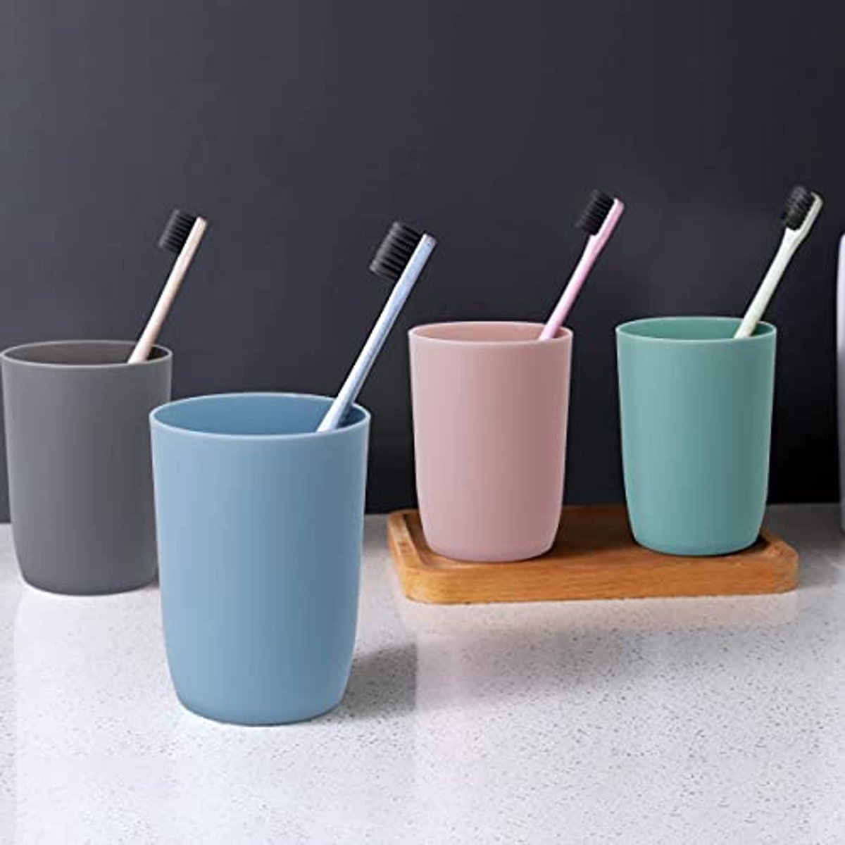 Image of 8 stuks Tandenborstelbekers voor Kinderen en Volwassenen - Kunststof Drinkbekers (280 ml)
