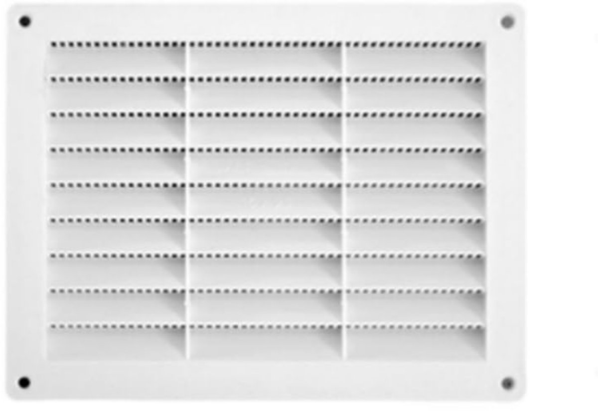 Ventilatierooster kunststof met muggennet – Bescherming tegen insecten – 200 x 150 mm – Wit