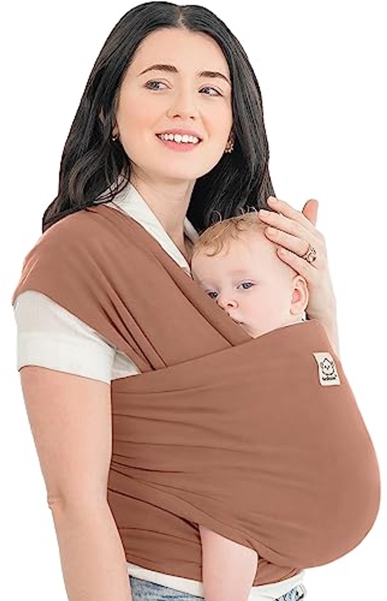 Image of Ademend draagzak voor pasgeborenen - Handenvrije baby draagwrap (Terracotta)