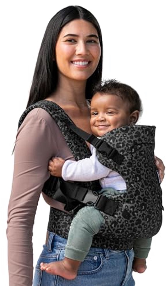Ergonomische 4-in-1 Draagzak voor Pasgeborenen en Baby's met 4 Draagposities - Grijze Luipaard