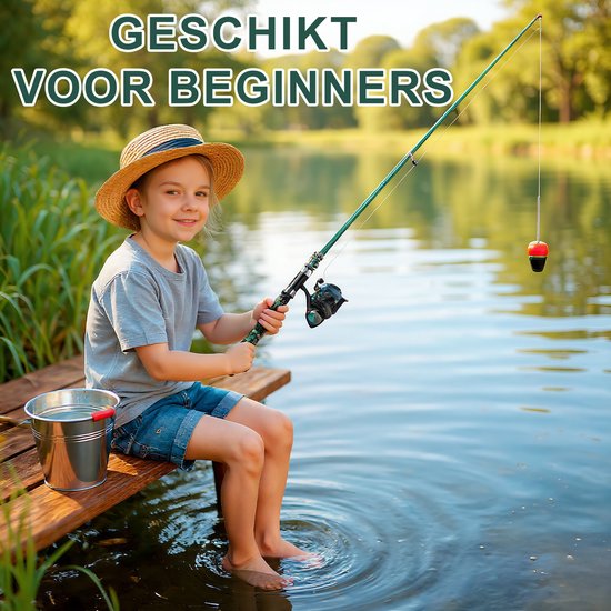 longziming -Visserset - Telescopische Hengel van 1,8m met Spincast Molen & Voorgewonden Vislijn - Complete Starterset met Aas, Dobbers & Accessoires - 100% Koolstofvezel van longziming — afbeelding 2