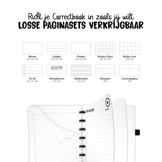 Correctbook A5 Uitwisbaar Notitieboek – Herbruikbaar schrift – Botanical Beauty – Blanco – Inclusief pen & wisdoekje – Aanvulbaar met extra pagina’s
