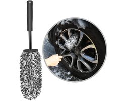 OIMG Autowielborstel - Bandenborstel - 40cm - Autowielreinigingsborstel - Auto Borstel - Velgenborstel - stevige haren - Tire brush - Banden poetsen - verontreinigingen van uw banden verwijderen - Geschikt voor auto's en motoren - zwart