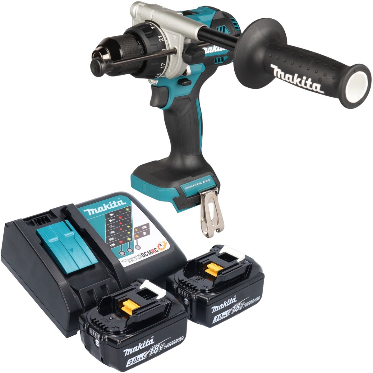 Makita DHP 492 RF accu klopboormachine 18 V 141 Nm borstelloos + 2x accu 3,0 Ah + oplader