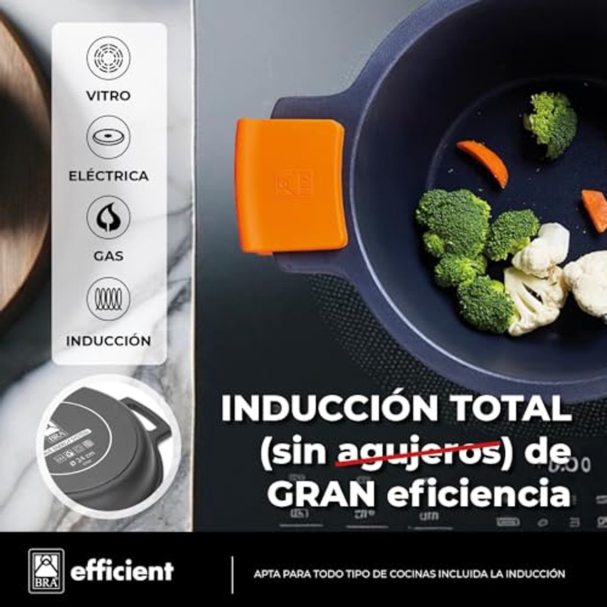 Diepe Braadpan met Deksel 36 cm - Grijs - Efficiënt Koken