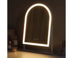 VANITII Hollywood Make-up Spiegel -Smart Touch-3 Licht Instellingen-10x vergrootglas/360 Graden Rotatie-30X41cm Wit