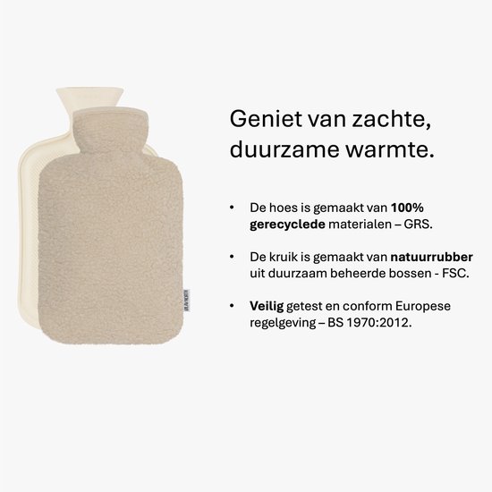 Ølav North – Kruik met Teddy Hug hoes - Incl geschenkverpakking - Tot 6 uur warmte - Warmwaterkruik - 1.8 liter – Sand Beige - Cadeau voor haar, vrouw, vriendin