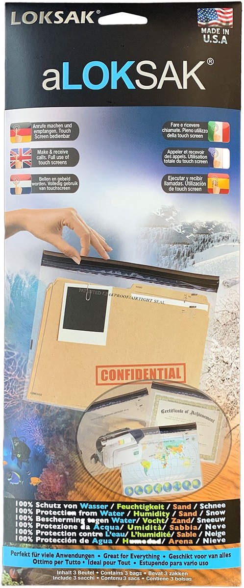 aLoksak Beschermzak - 13.75 x 11 cm - Beschermhoes met Hermetische Afsluiting - Waterdichte Beschermhoes - Hoesje voor elektronica - Transparante zak - 3 stuks