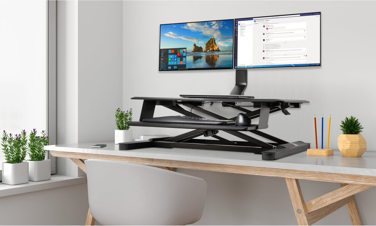 Kensington SmartFit® Space-Saving Dubbele Monitor Arm - tot 27" - tot 8 kg - Zwart thumbnail 2