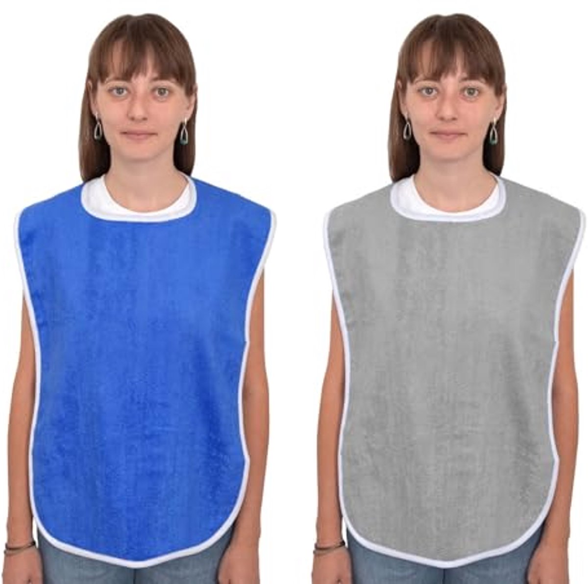 Image of 2 Stuks Eetdoeken voor Volwassenen - Waterdichte en Wasbare Slabbetjes in Blauw