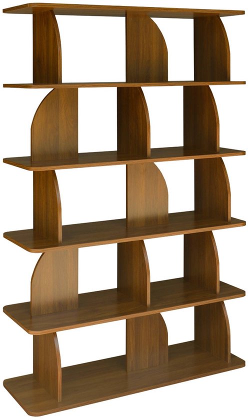 Sweeek - Bibliothèque avec étagères ouvertes, effet bois, 5 niveaux - Alva