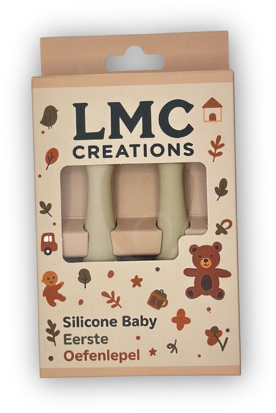 Eerste Lepel voor Baby - Siliconen, BPA-vrij & Perfect om Zelf te Leren Eten - Beige van Merkloos — afbeelding 2