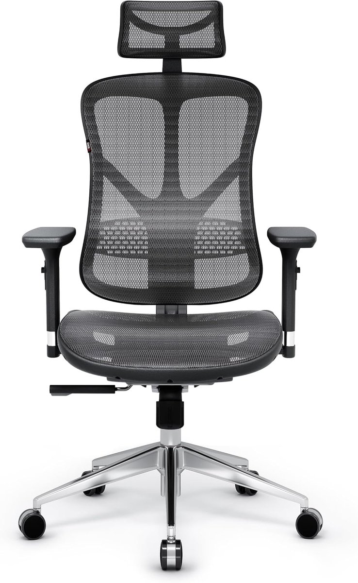 DIABLO CHAIRS - Bureaustoel V-BASIC - Ergonomische bureaustoel verstelbaar - Zwart / Grijs
