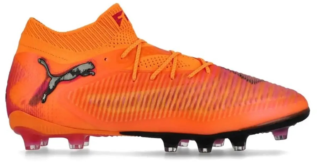 Puma Future 8 Ultimate FG voetbalschoenen in oranje, EU 43, met FUZIONFIT³ voor een nauwsluitende pasvorm.