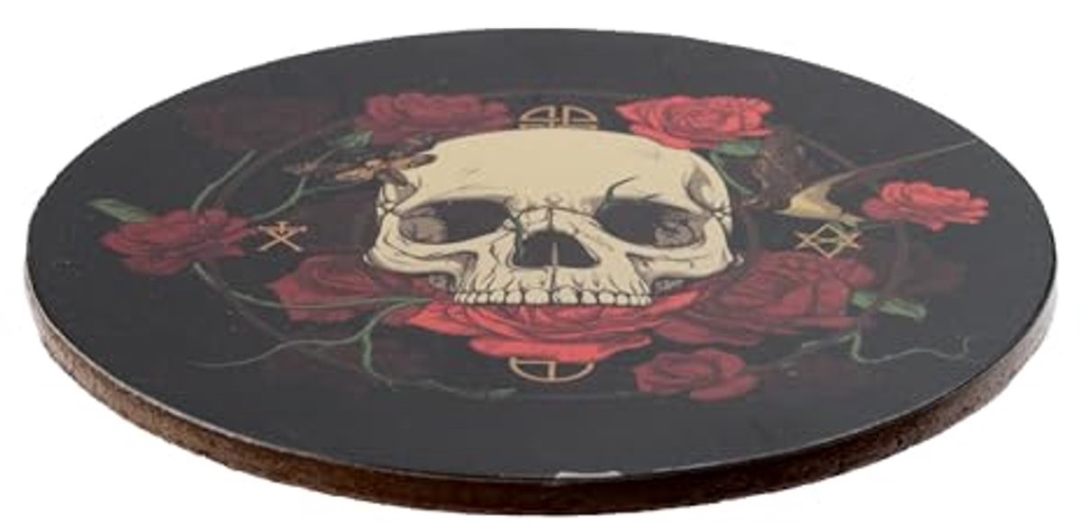 Set van 4 Kurken Onderzetters - Skull met Rozen
