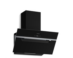 Klarstein Afzuigkap BigBite schuine - 60 cm glas, 417 m³/u boost, A+++ energieklasse, ledverlichting, touchbediening, stil, 3+booststanden, afzuiging en recirculatie, keukenafzuigkap, zwart - 55W - voor Keuken - Dampkap - Wasemkap