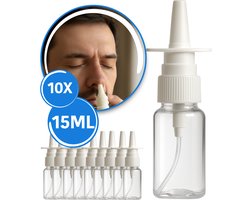 Neusspray Flesjes 15 ml – Leeg & Hervulbaar – Lekvrije Reisflesjes / Sprayflesjes voor Zoutoplossing – 10 Stuks