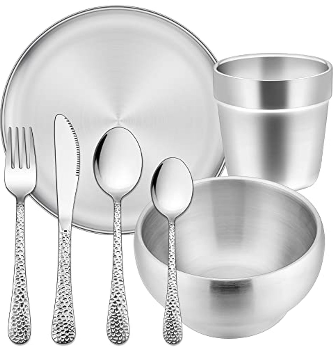 Image of 7-delig Kinderservies set van roestvrij staal voor kinderen vanaf 3 jaar