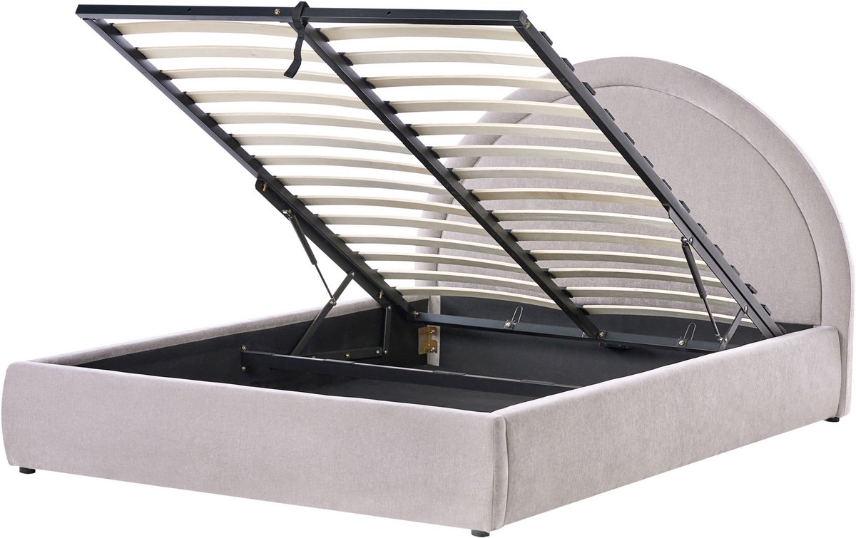 BELIANI MOUZON - Bed met opbergruimte - Taupe - 140 x 200 cm - Stof