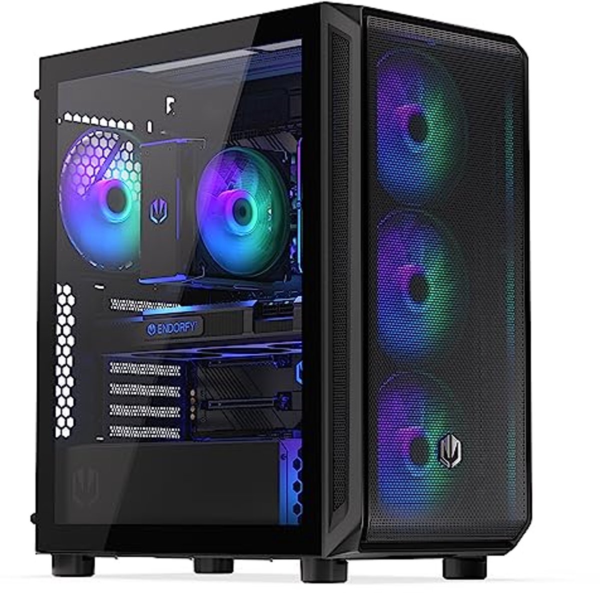 Ruime Gaming PC Behuizing met 4 ARGB Ventilatoren en glas zijwand