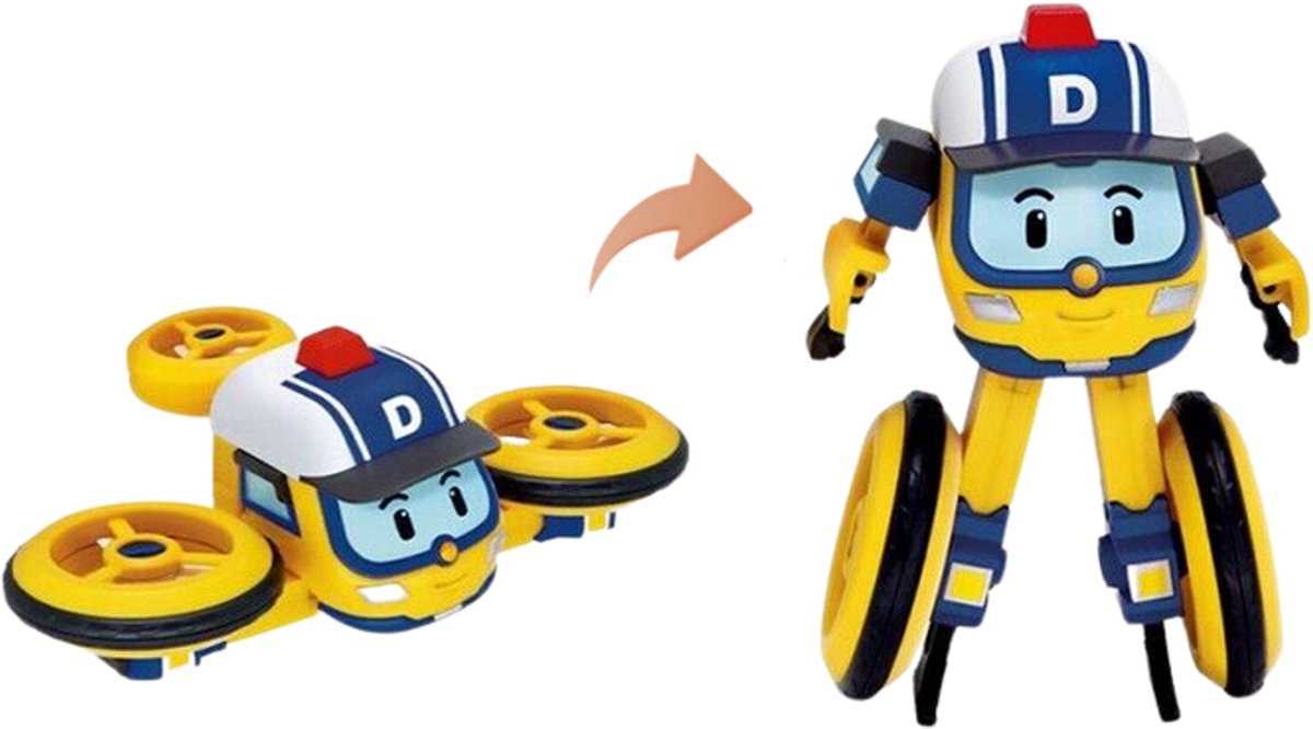 10 cm robotdronefiguurtje - Silverlit – Robocar Poli – 2-in-1 transformerend dronevoertuig