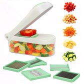 Coupe-légumes 6 en 1 - Mandoline - Hachoir multifonction - Coupe-oignons manuel - Avec 6 lames - 28 x 11 x 11 cm - Wit - Löwenthal