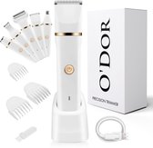 O'dor 8-in-1 Ladyshave en Trimmer – Scheerapparaat Vrouw voor Lichaam en Bikinilijn - Ladyshaves voor vrouwen - Trimmer Vrouw - IPX7 Waterdicht - Neushaartrimmer - USB Oplaadstation - Wit