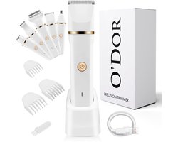 O'dor 8-in-1 Ladyshave en Trimmer – Scheerapparaat Vrouw voor Lichaam en Bikinilijn - Ladyshaves voor vrouwen - Trimmer Vrouw - IPX7 Waterdicht - Neushaartrimmer - USB Oplaadstation - Wit