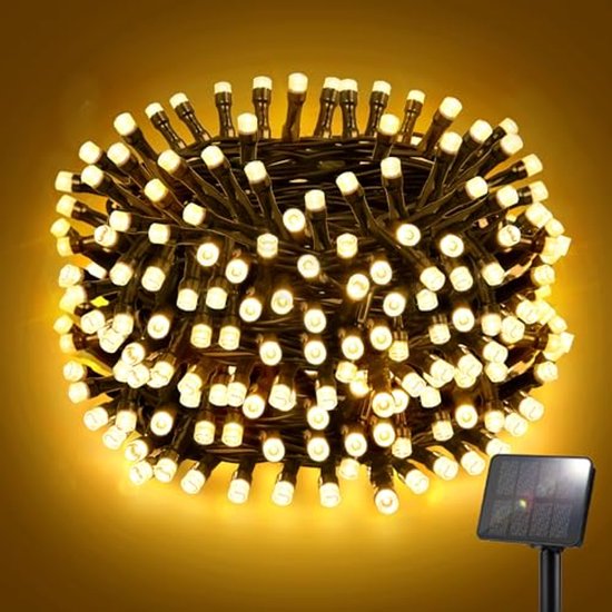 Lichtsnoer op zonne-energie voor buiten, 6,9 m, 50 leds, waterdicht IP44 met 8 verlichtingsmodi, voor decoratie binnen en buiten, tuin, kerstboom, feest enz